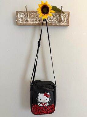 HELLO KITTY Black Red Bow Mini Crossbody Bag - Small Purse Tote